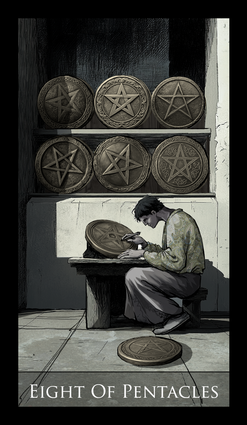 Eight of Pentacles tarot card